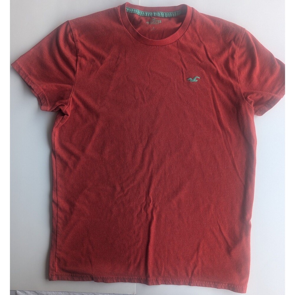 Hollister Men's T-Shirt S Red California Seagull Logo Crewneck